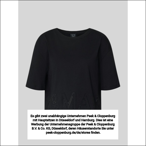 Armani Exchange Damen Schwarz Boxy Fit T-Shirt Mit Ziersteinbesatz