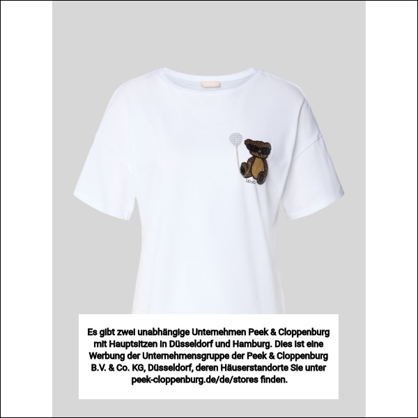 Liu Jo White Damen Weiss Regular Fit T-Shirt Mit Ziersteinbesatz Klein