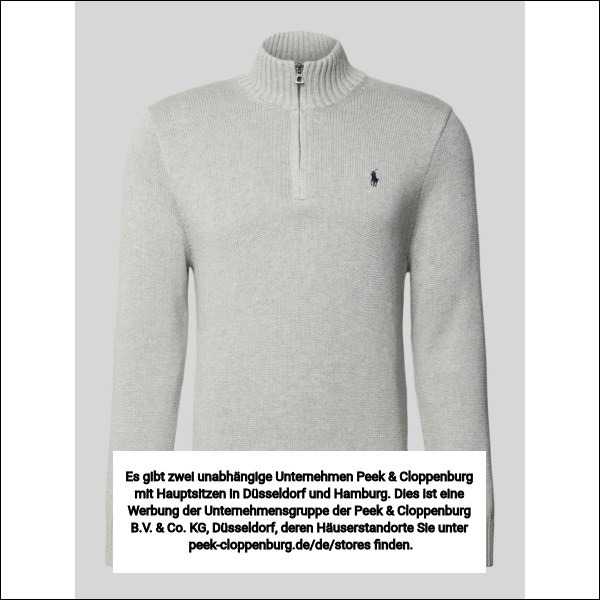 Polo Ralph Lauren Herren Hellgrau Melange Troyer Mit Label-Stitching