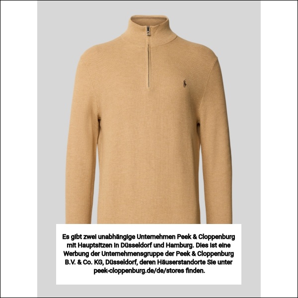 Polo Ralph Lauren Herren Camel Melange Regular Fit Troyer Mit Label-Stitching